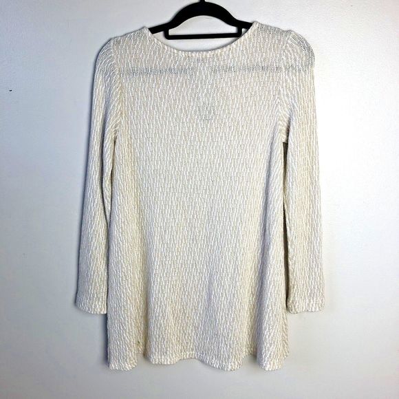 Chelsea & Theodore Sweater Womens S Lightweight Sheer Hi-Lo Flowy Hem Tan Cream - Picture 7 of 9